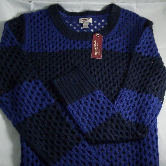 Arizona Jean Co. Mesh-Stitch Clematis/Navy Sweater - Picture 3 of 6